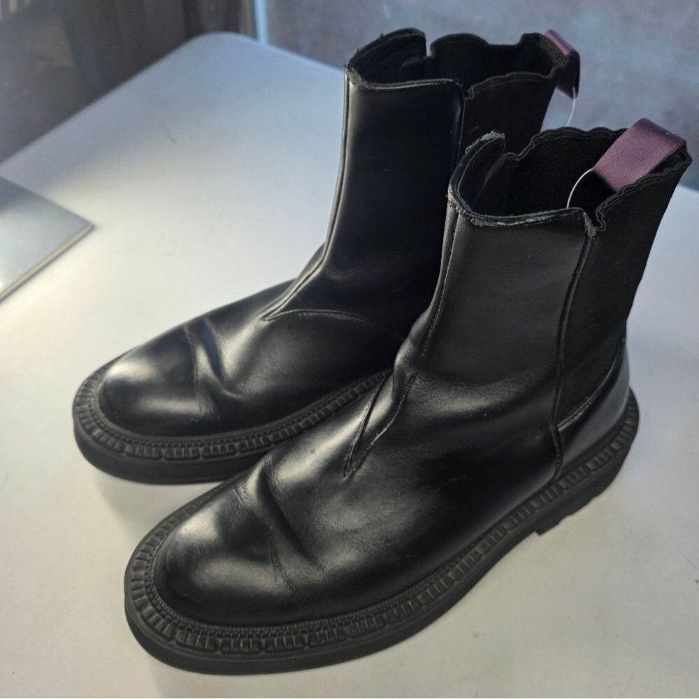 EYTYS Rocco Leather Chelsea Boots Pull On Chunky Black 10.5